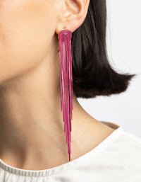 Fuchsia Waterfall Chain Drop Earrings - link has visual effect only