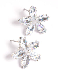 Silver Cubic Zirconia Flower Stud Earrings - link has visual effect only