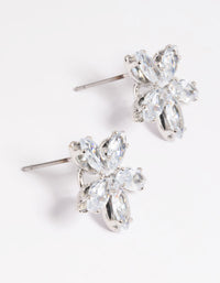 Silver Cubic Zirconia Flower Stud Earrings - link has visual effect only