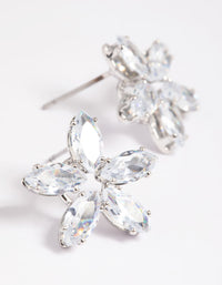 Silver Cubic Zirconia Flower Stud Earrings - link has visual effect only