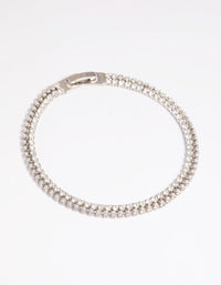 Rhodium Cubic Zirconia Layered Tennis Bracelet - link has visual effect only