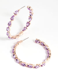 Lilac Pear Stone Hoop Earrings - link has visual effect only