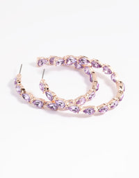 Lilac Pear Stone Hoop Earrings - link has visual effect only