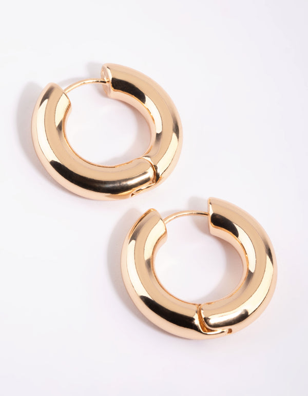 Gold Chunky Huggie Hoop Earrings