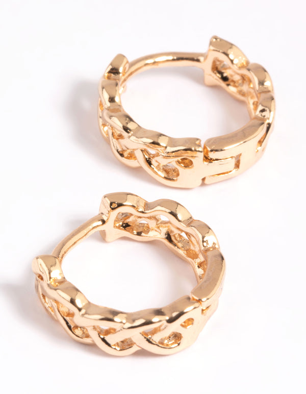 Gold Wave Huggie Hoop Earrings