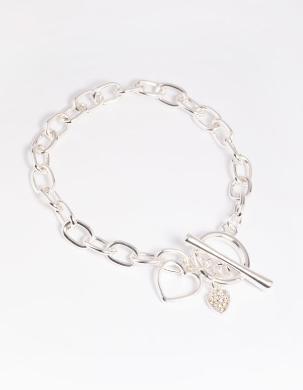 Silver Heart Fob Bracelet