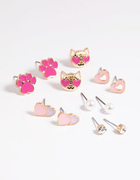 Kids Love Cat Stud Earring 6-Pack - link has visual effect only