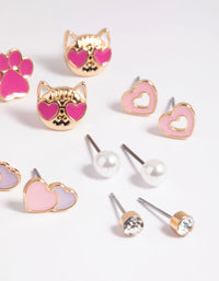 Kids Love Cat Stud Earring 6-Pack - link has visual effect only