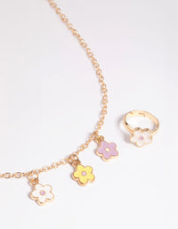 Kids Pastel Daisy Necklace & Ring Set - link has visual effect only