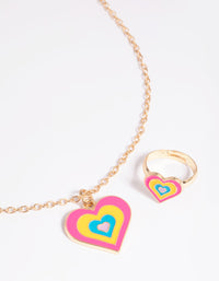 Kids Bright Heart Necklace & Ring Set - link has visual effect only