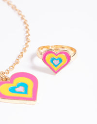 Kids Bright Heart Necklace & Ring Set - link has visual effect only