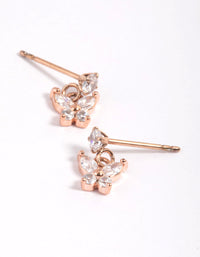 Rose Gold Plated Cubic Zirconia Butterfly Stud Earrings - link has visual effect only