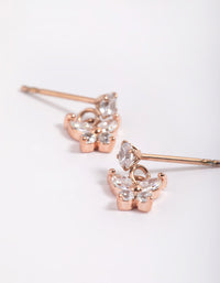 Rose Gold Plated Cubic Zirconia Butterfly Stud Earrings - link has visual effect only