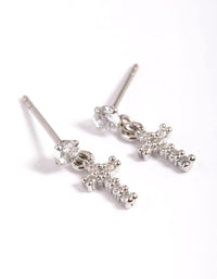 Surgical Steel Cubic Zirconia Cross Stud Earrings - link has visual effect only