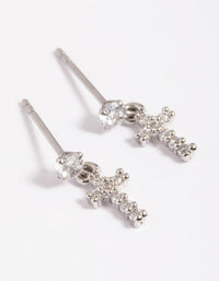 Surgical Steel Cubic Zirconia Cross Stud Earrings - link has visual effect only