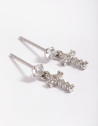 Surgical Steel Cubic Zirconia Cross Stud Earrings - link has visual effect only