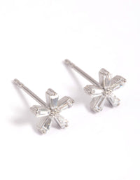 Surgical Steel Cubic Zirconia Flower Stud Earrings - link has visual effect only