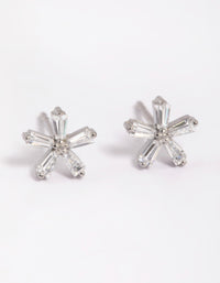 Surgical Steel Cubic Zirconia Flower Stud Earrings - link has visual effect only