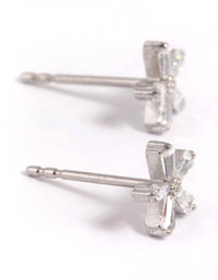 Surgical Steel Cubic Zirconia Flower Stud Earrings - link has visual effect only