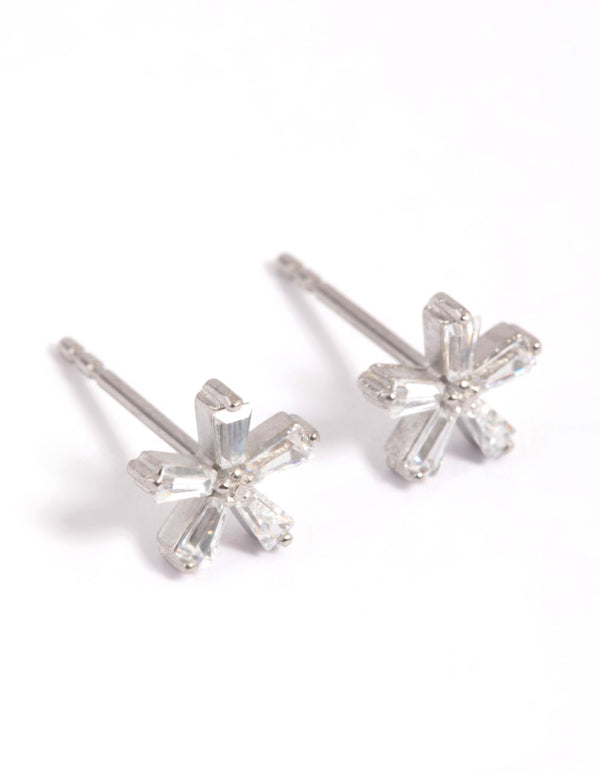 Surgical Steel Cubic Zirconia Flower Stud Earrings