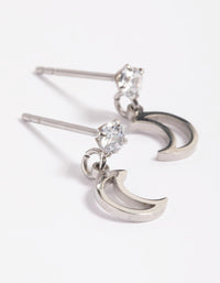 Surgical Steel Cubic Zirconia Moon Drop Earrings - link has visual effect only