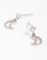 Surgical Steel Cubic Zirconia Moon Drop Earrings - link has visual effect only