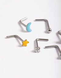 Surgical Steel Motif Nose Stud 6-Pack - link has visual effect only