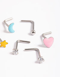 Surgical Steel Motif Nose Stud 6-Pack - link has visual effect only