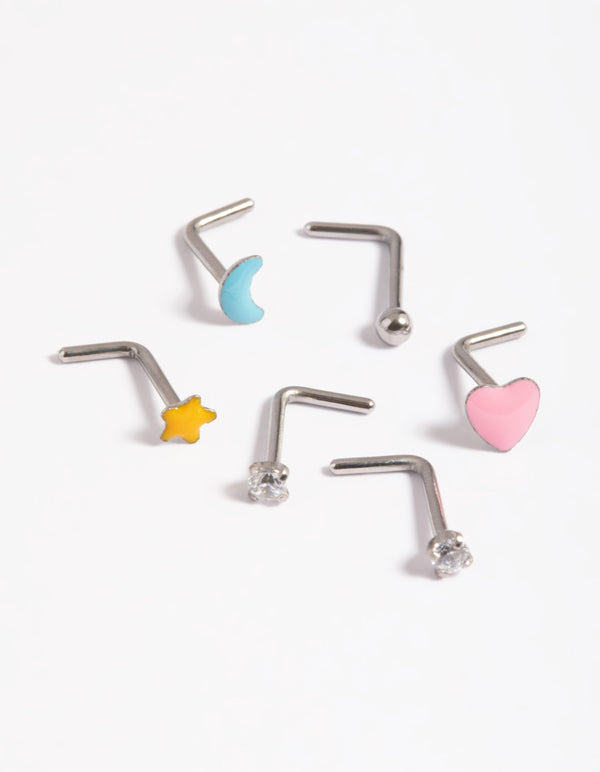 Surgical Steel Motif Nose Stud 6-Pack