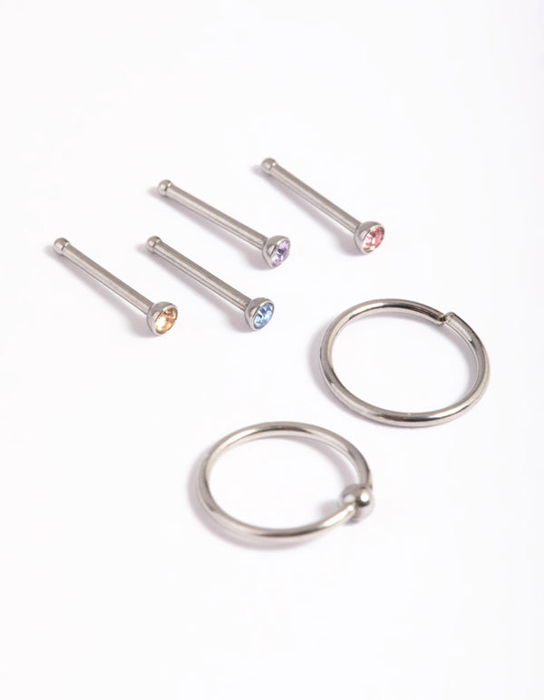 Surgical Steel Pastel Nose Stud 6-Pack