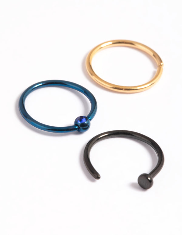 Matte Titanium Nose Ring Pack