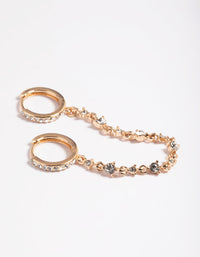 Gold Cubic Zirconia Statement Chain Huggie Hoop Earrings - link has visual effect only