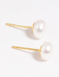 Gold Plated Sterling Silver Freshwater Pearl Stud Earrings - link has visual effect only