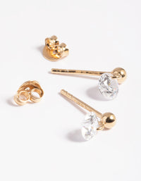 Gold Plated Sterling Silver Diamante Stud Earrings - link has visual effect only