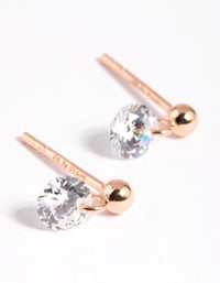 Rose Gold Plated Sterling Silver Diamante Stud Earrings - link has visual effect only