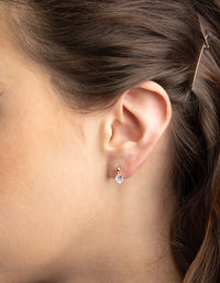 Rose Gold Plated Sterling Silver Diamante Stud Earrings - link has visual effect only