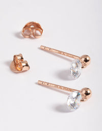 Rose Gold Plated Sterling Silver Diamante Stud Earrings - link has visual effect only