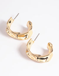 Gold Plated Molten Hoop Earrings - link has visual effect only