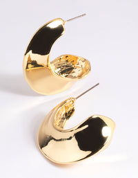 Gold Plated Molten Pointed Hoop Earrings - link has visual effect only