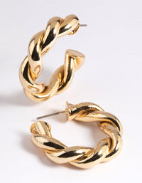 Gold Plated Brass Croissant Hoop Earrings - link has visual effect only