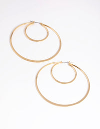 Gold Plated Double Hoop Earrings - link has visual effect only