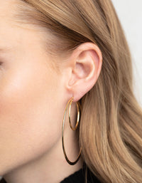 Gold Plated Double Hoop Earrings - link has visual effect only