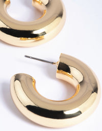 Gold Plated Brass Chubby Hoop Earrings - link has visual effect only