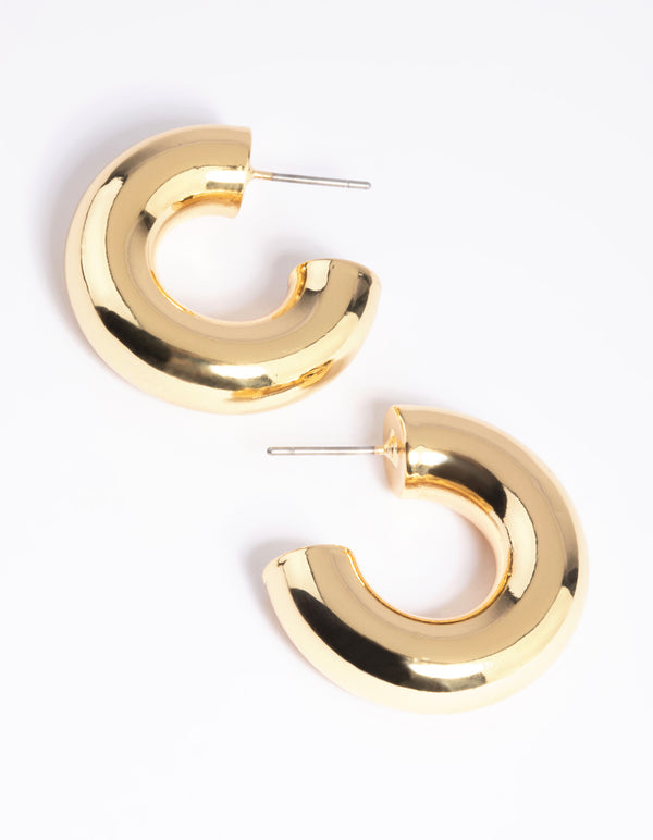 Gold Plated Brass Chubby Hoop Earrings