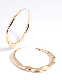 Gold Plated Molten Hoop Earrings - link has visual effect only