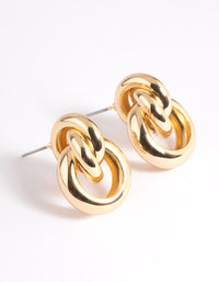 Gold Plated Door Knocker Stud Earrings - link has visual effect only