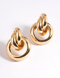 Gold Plated Door Knocker Stud Earrings - link has visual effect only