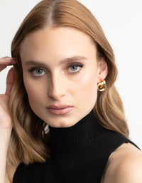 Gold Plated Door Knocker Stud Earrings - link has visual effect only