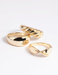 Gold Plated Brass Croissant Ring Stack Pack - link has visual effect only