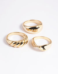 Gold Plated Brass Croissant Ring Stack Pack - link has visual effect only